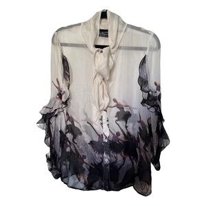 Salvatore Ferragamo Sheer Black and White Women's Top